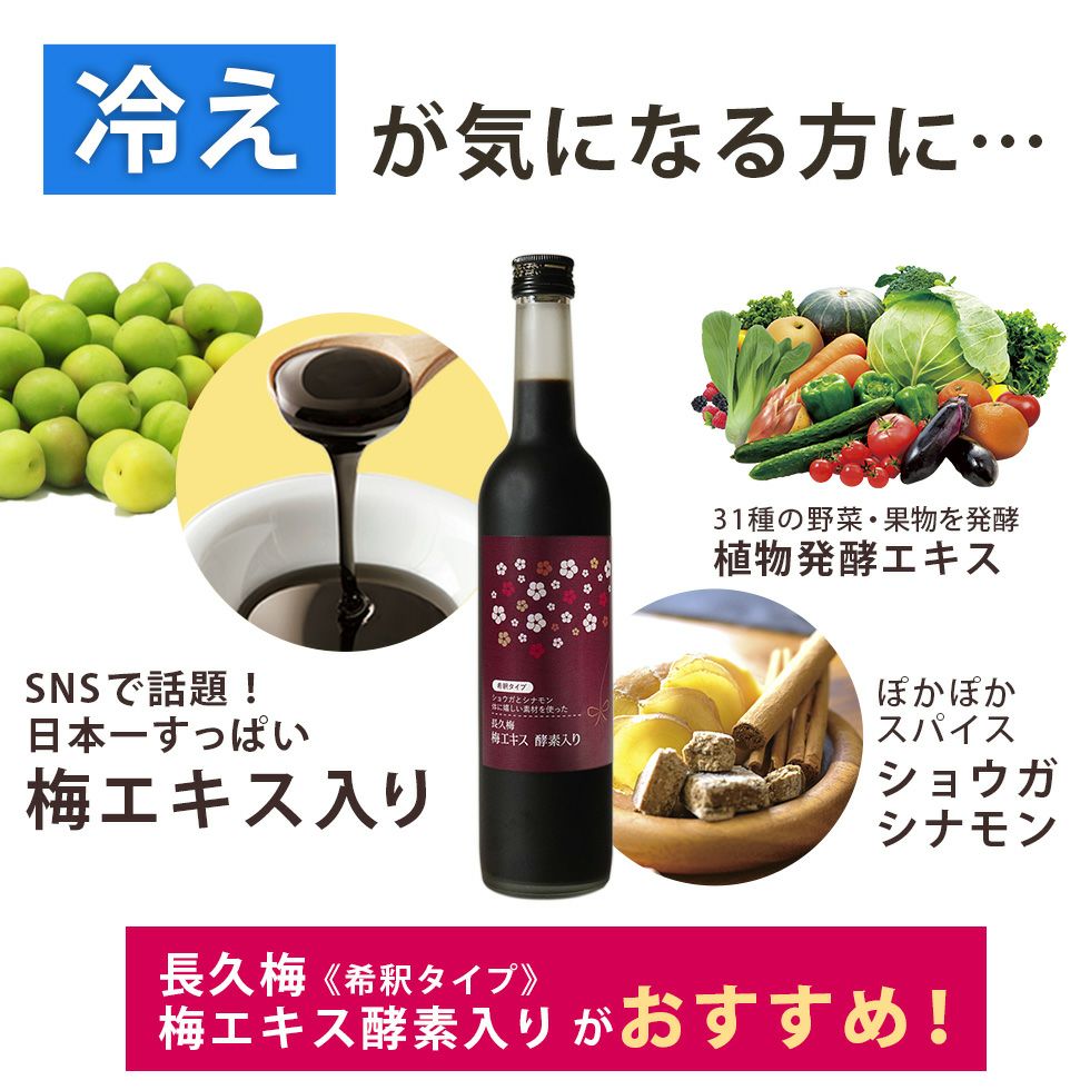 梅エキスと野菜の栄養素、ショウガとシナモンが一緒に摂れる